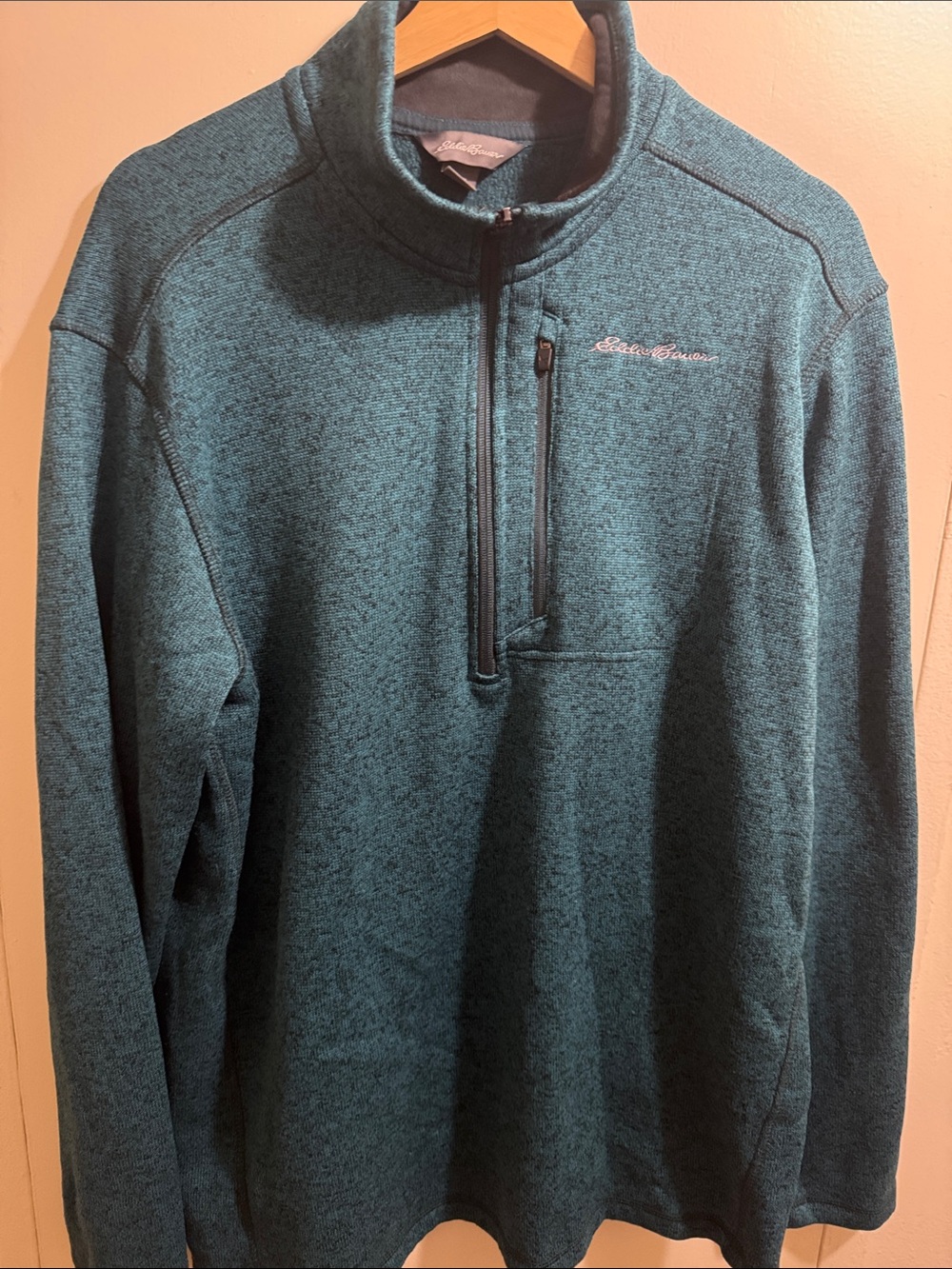Men’s Eddie Bauer Teal Heather Quarter-Zip Pullover
